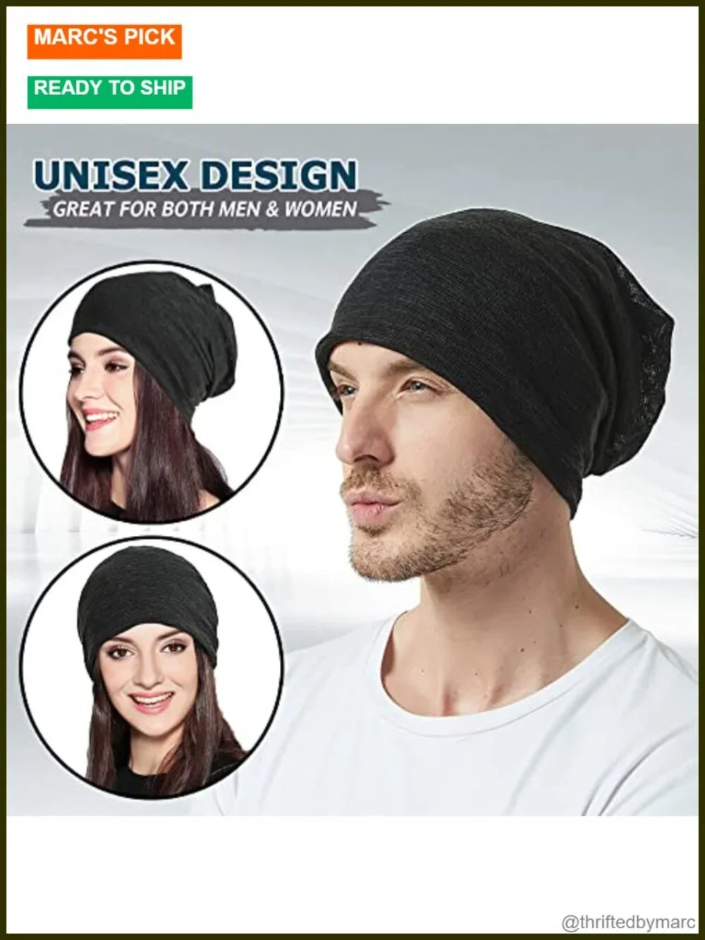 Cotton Blend Slouchy Beanie - Oversize Skull Cap, Sleep & Chemo Hat
